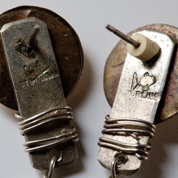 Peridot Stone Sterling Silver & Gold Earrings - Picture 3 of 4